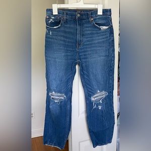 Abercrombie & Fitch ultra high rise distressed straight leg jeans